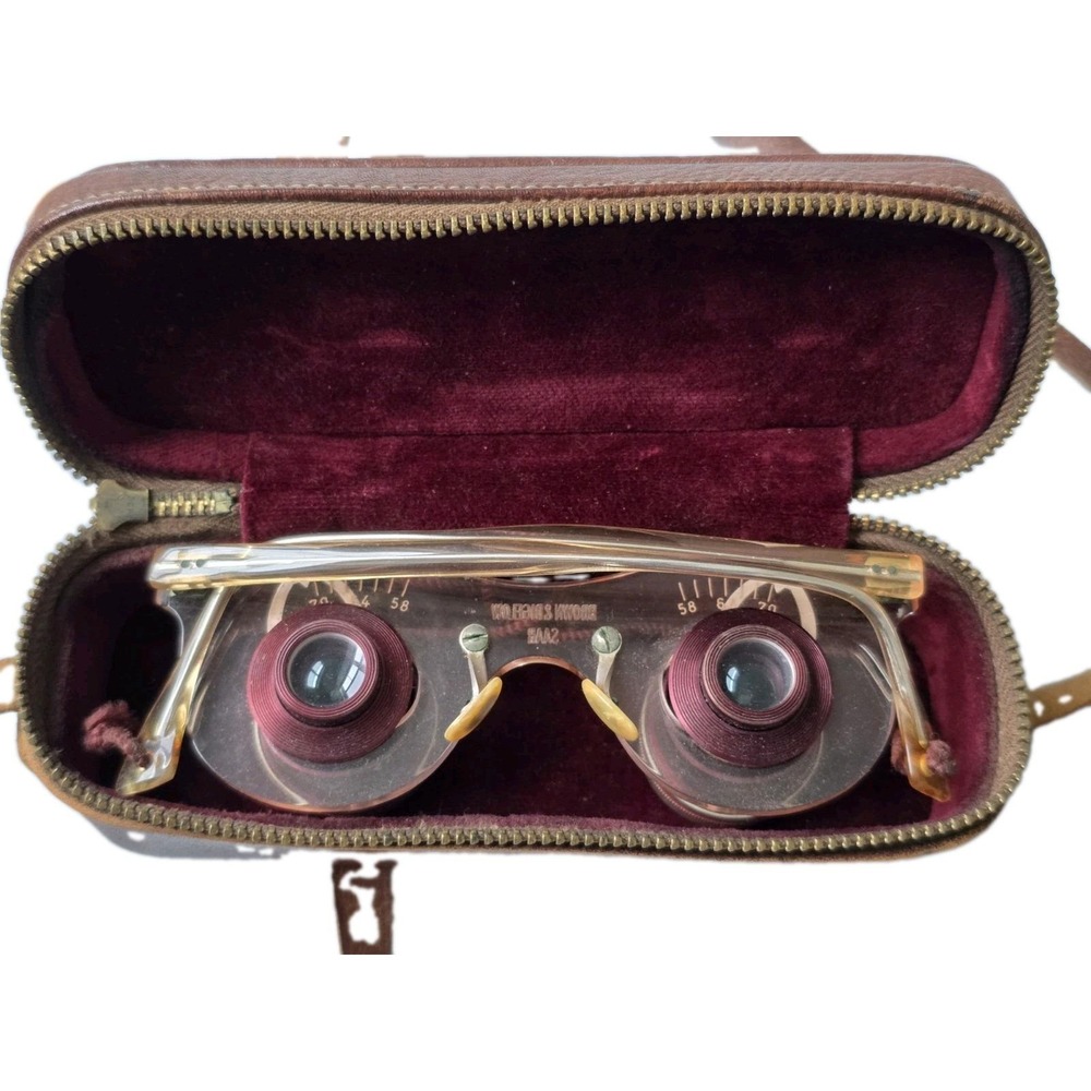 Vtg Brown Bigelow SAAR Opera Glasses Sport Binoculars Steampunk Goggles W Case